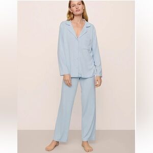 NEW EBERJEY GISELE TENCEL™ MODAL RIB LONG PJ SET Nantucket Breeze blue Medium